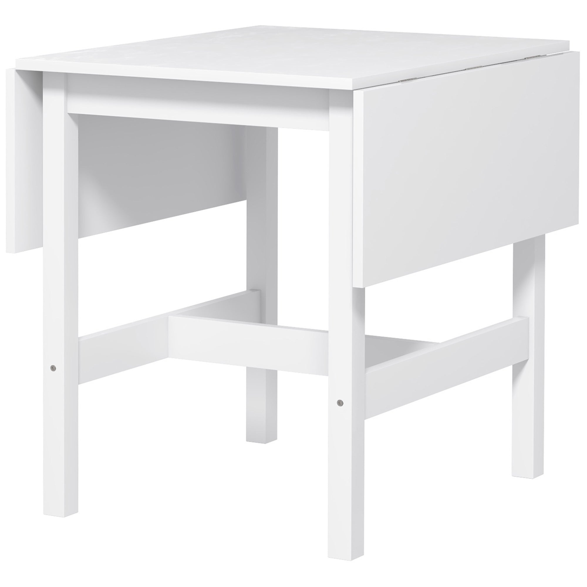 HOMCOM Foldable Solid Wood Dining Table, Drop Leaf Table for Small Spaces, Folding Table for Kitchen, Dining Room, White