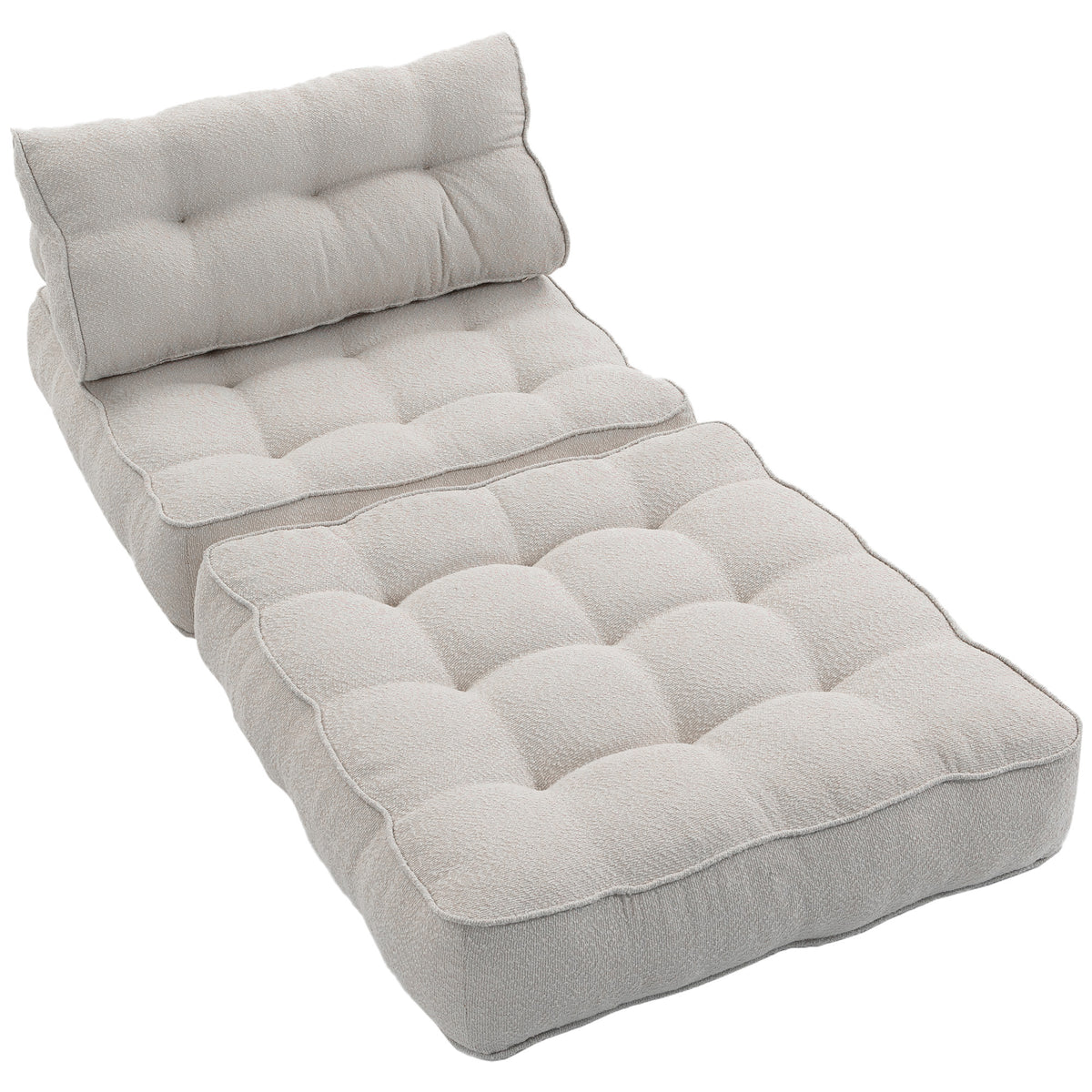 Folding Sofa Bed, Boneless Cloud Linen Sleeper Chair Bed, 3-in-1 Convertible Floor Sofa with Thick Supportive Cushion, Pillows for Living Room, Bedroom, Beige Grey