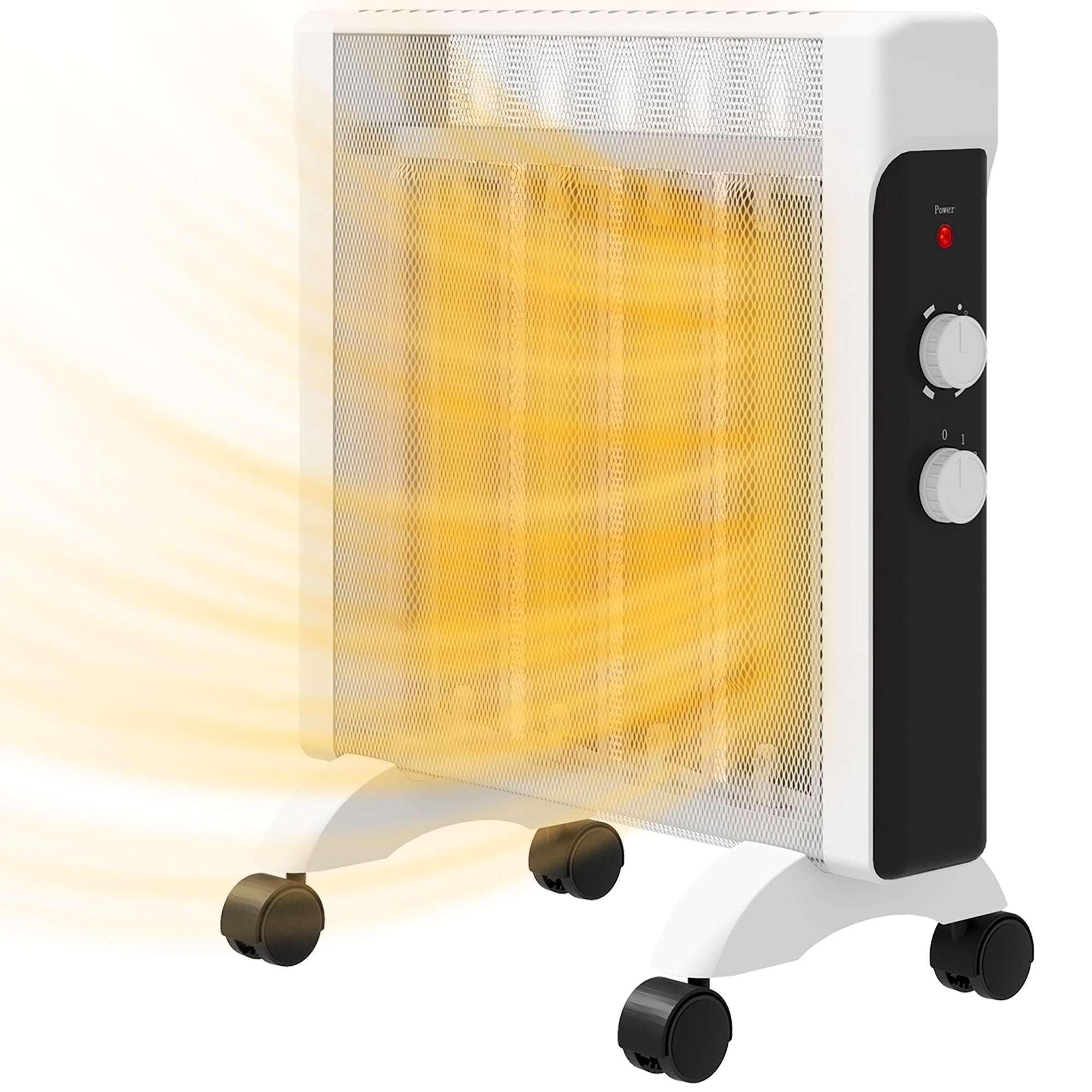 HOMCOM 2000W Mica Oil Free Panel Heater, Portable Convection Space Heater with Tip-over and Overheat Protection, 2 Heat Settings, Electric Heater for Home Office, Bedroom, White