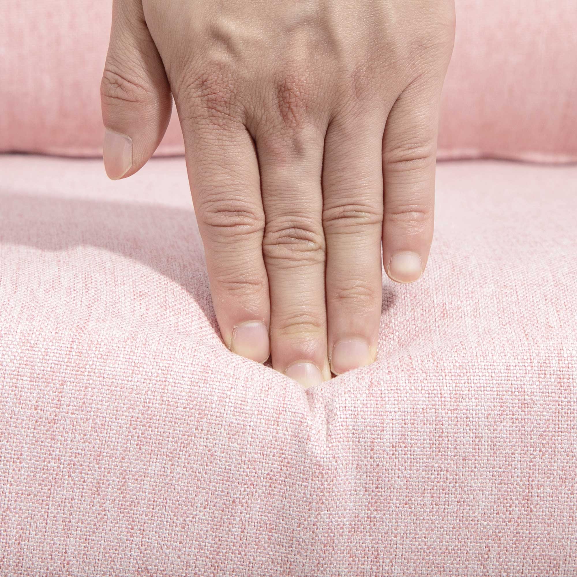 HOMCOM Swivel Linen Fabric Accent Chair for Living Room Contemporary Vanity Armchair with Adjustable Height Thick Cushion Lumbar Support Armrest for Bedroom Office Pink