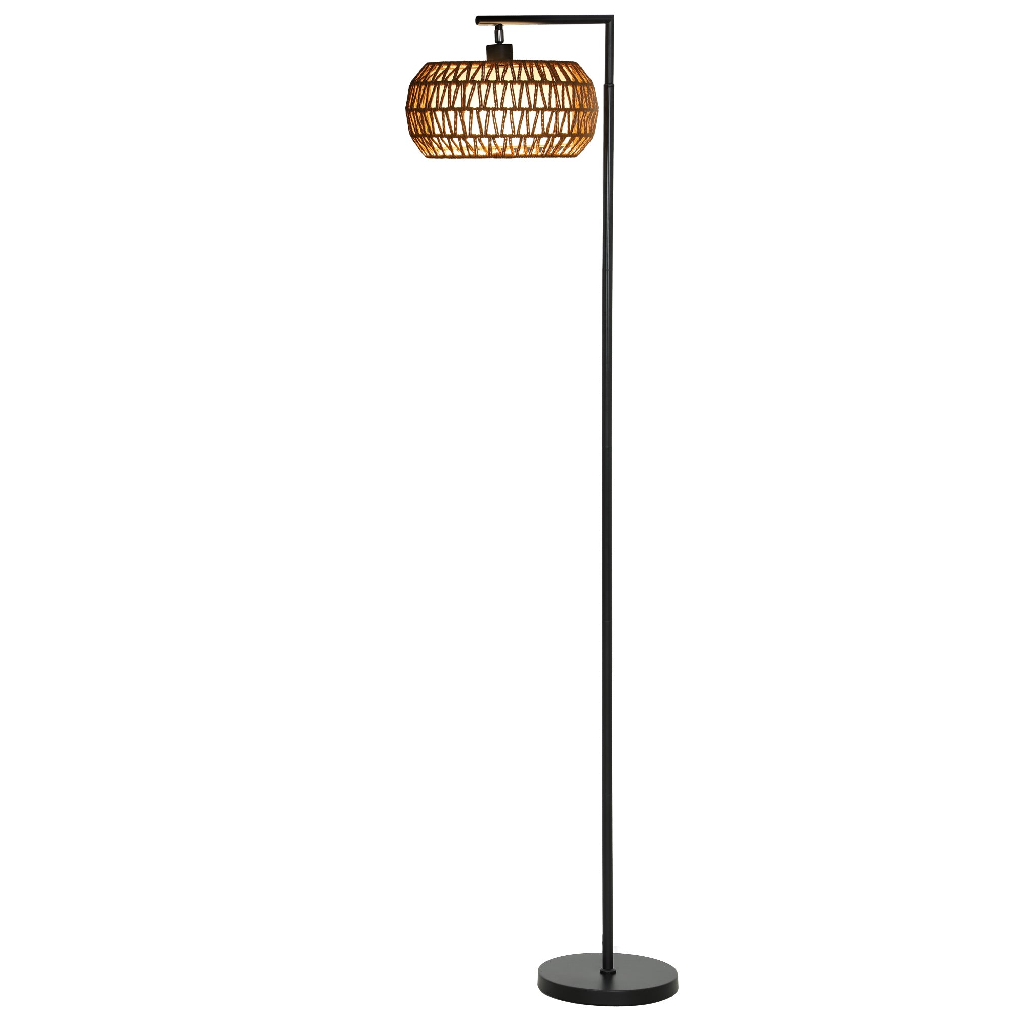 Boho Floor Lamp with Double Shade, Dimmable Standing Lamp with Remote and Foot Switch, 3 Colour Temperatures and Timer for Living Room, Bedroom, Office, Black