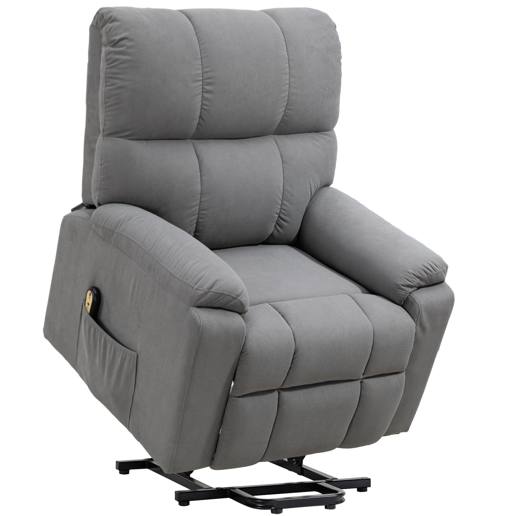 HOMCOM Power Lift Recliner Chair, Fabric Upholstered Electric Recliner Chair for Seniors with Side Pockets, Remote Control, Quick Assembly, Grey