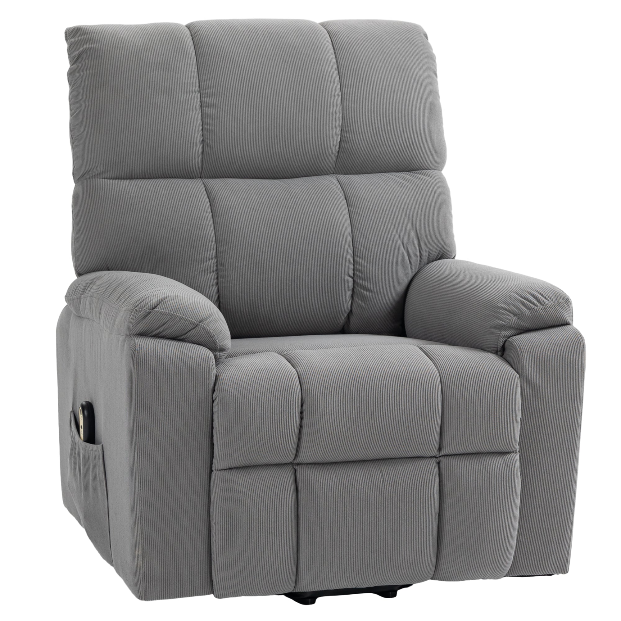 HOMCOM Power Lift Recliner Chair, Fabric Upholstered Electric Recliner Chair for Seniors with Side Pockets, Remote Control, Quick Assembly, Grey