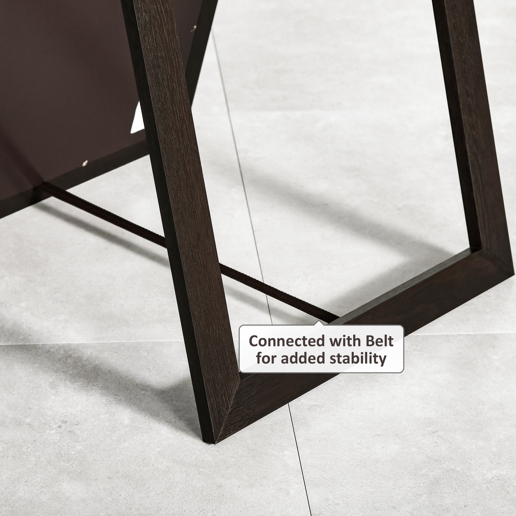 HOMCOM 58" x 20" Full Length Mirror, Floor Standing Mirror, Rectangular Full Body Mirror for Bedroom, Living Room, Brown