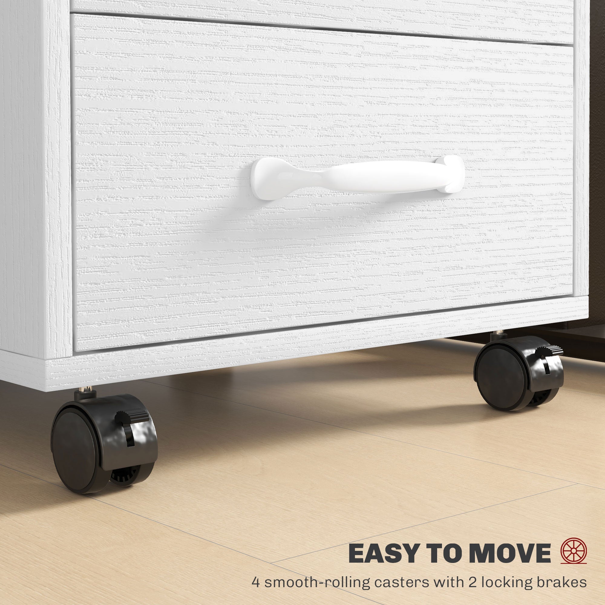 HOMCOM Mobile Filing Cabinet with 3 Drawers, Under Desk File Cabinet, White