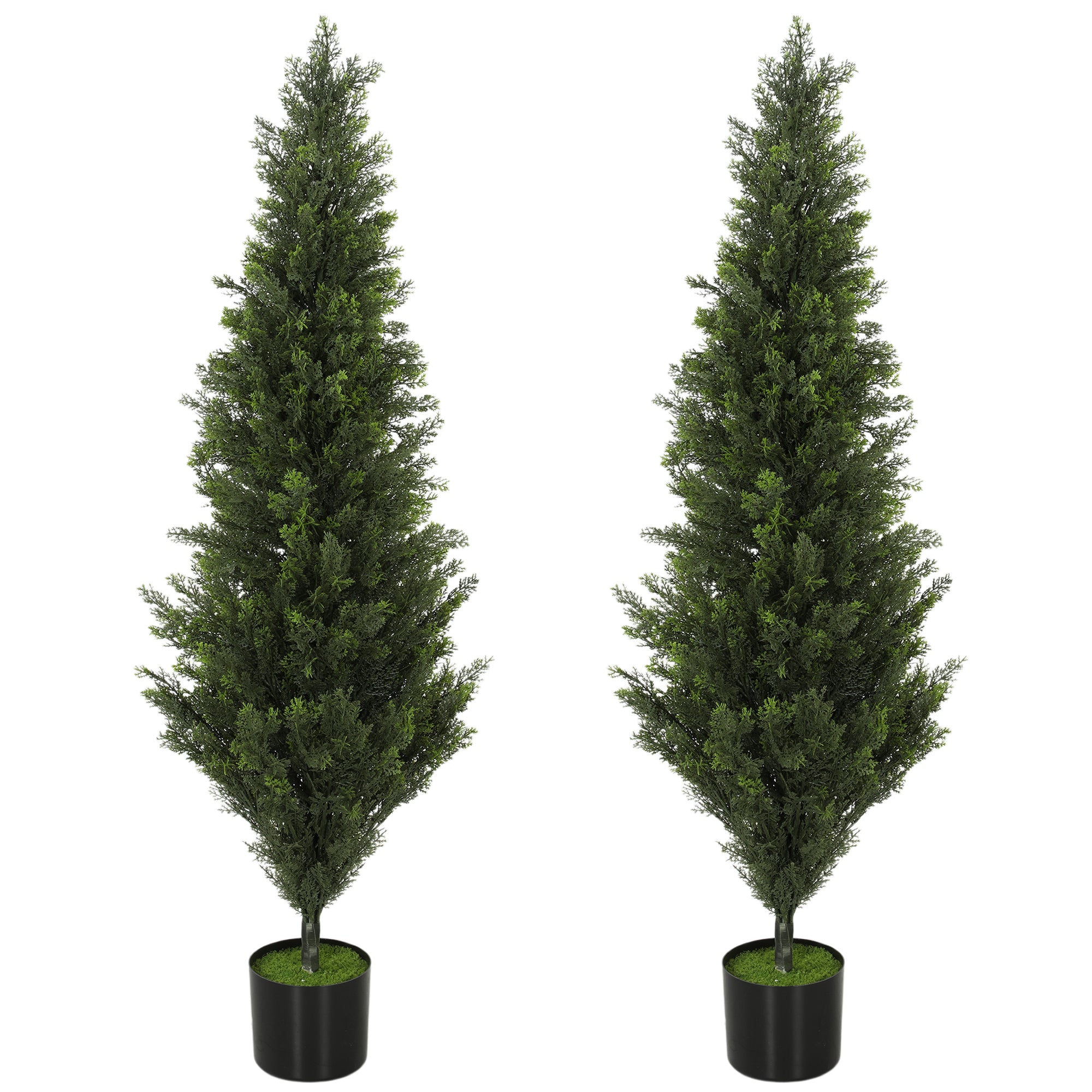 Set of 2 Decorative Artificial Plants Cypress in Weighted Pot, 120 cm Tall Fake Plant with 1092 Leaves for Home Indoor Outdoor Decor