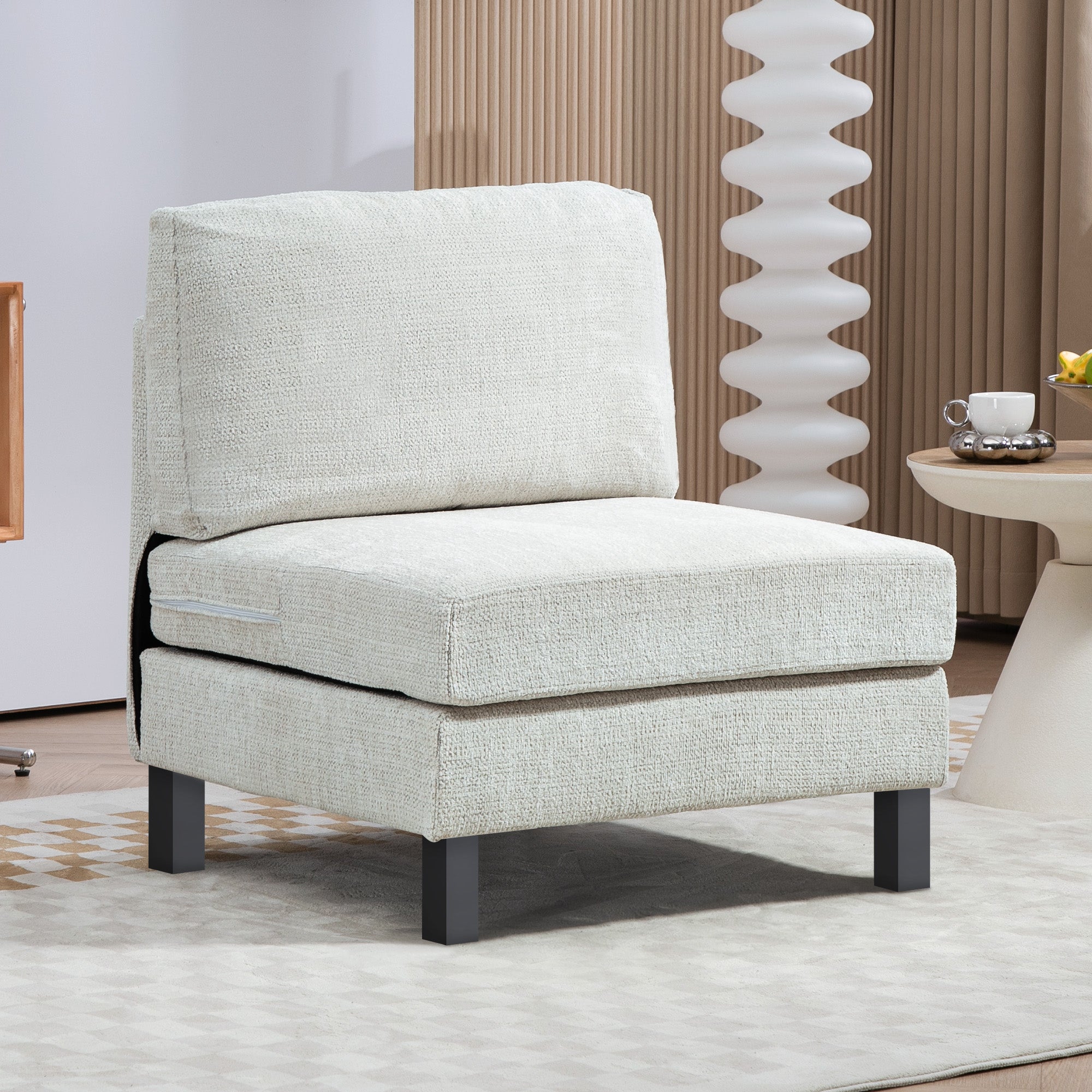 Accent Chair Middle Module for Modular Sectional Sofa Cream