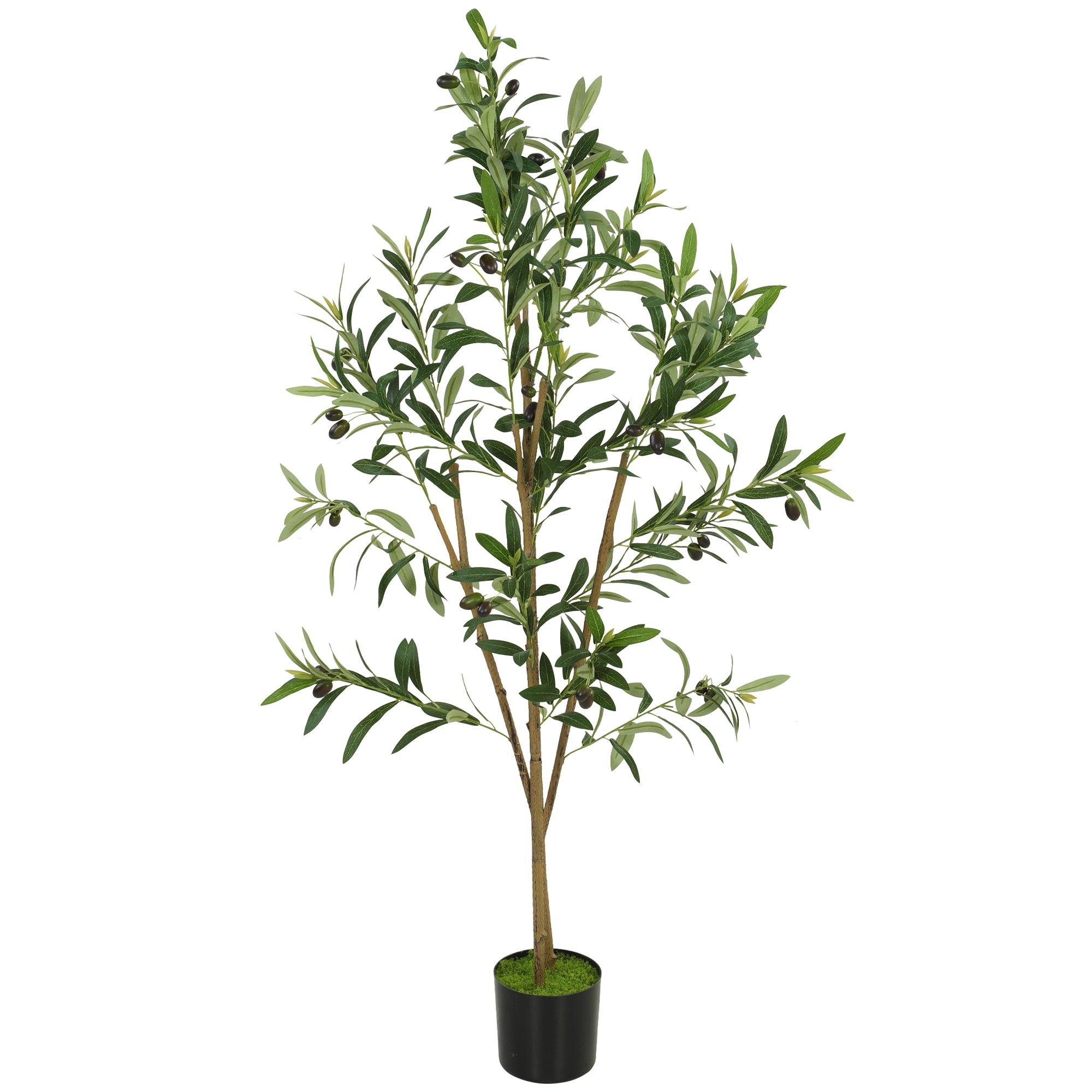 120 cm Decorative Artificial Plant, Silk Olive Tree with 303 Leaves in Cement Pot, Fake Plant for Home, Office, Living Room, Indoor Decor