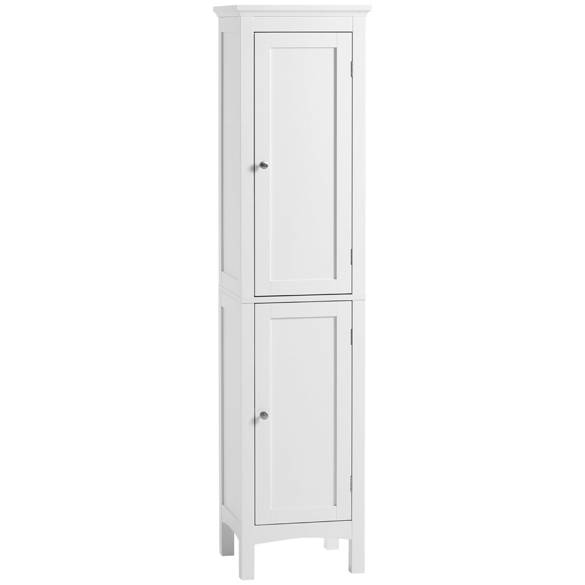 kleankin Bathroom Tall Cabinet, Freestanding Storage Organizer with Adjustable Shelves and 2 Doors, White