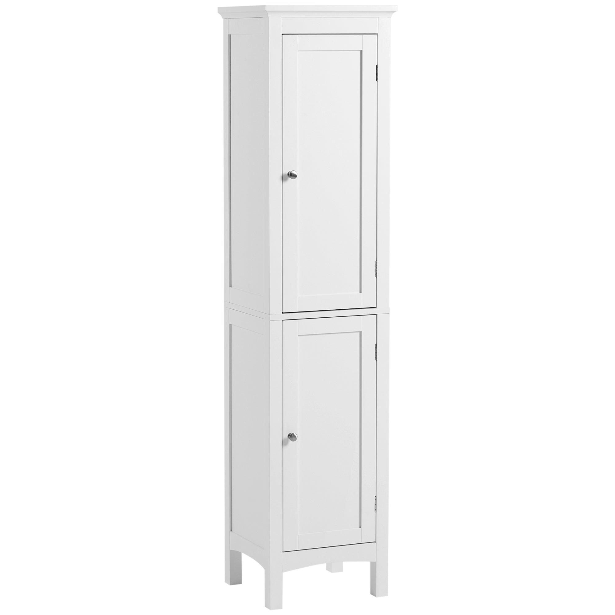 kleankin Bathroom Tall Cabinet, Freestanding Storage Organizer with Adjustable Shelves and 2 Doors, White