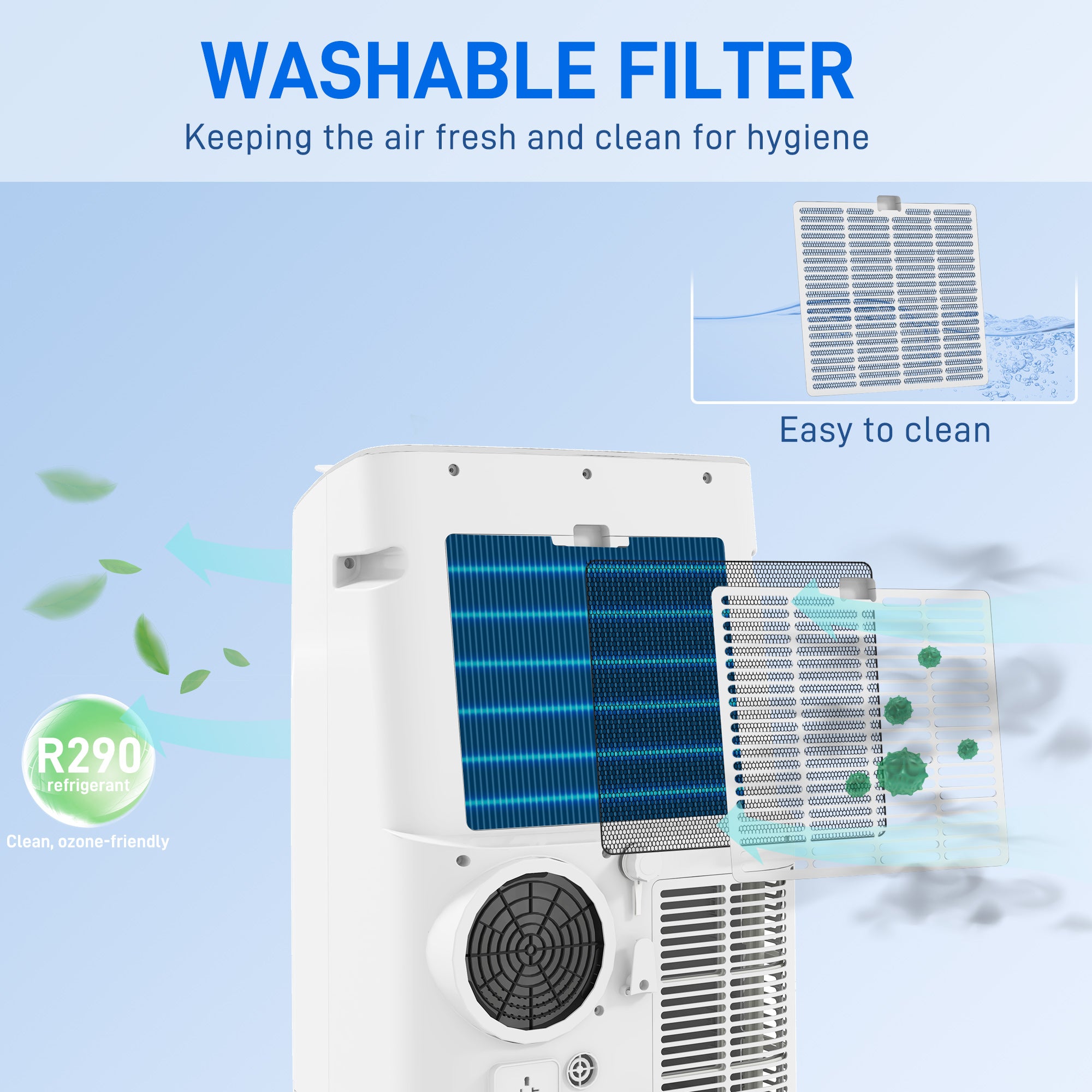 HOMCOM 14000 BTU Portable Air Conditioner, Smart Home WiFi Compatible, 5-in-1 Heater Dehumidifier Cooler Fan, with Sleep Mode, Remote, 24H Timer, Window Venting Kit, A Energy Efficiency, 35m², White