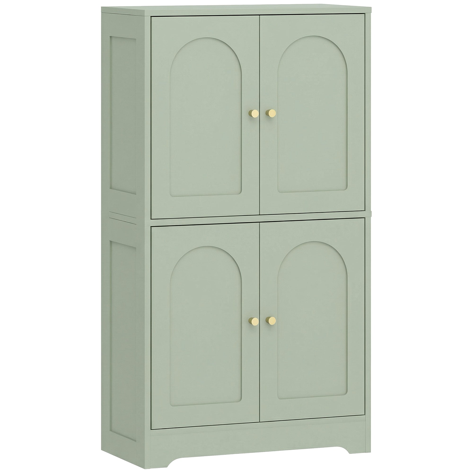 110cm Kitchen Cupboard, Freestanding Kitchen Storage Cabinet with 4 Arched Doors and 2 Adjustable Shelves, Modern Pantry Cupboard for Dining Room, Green