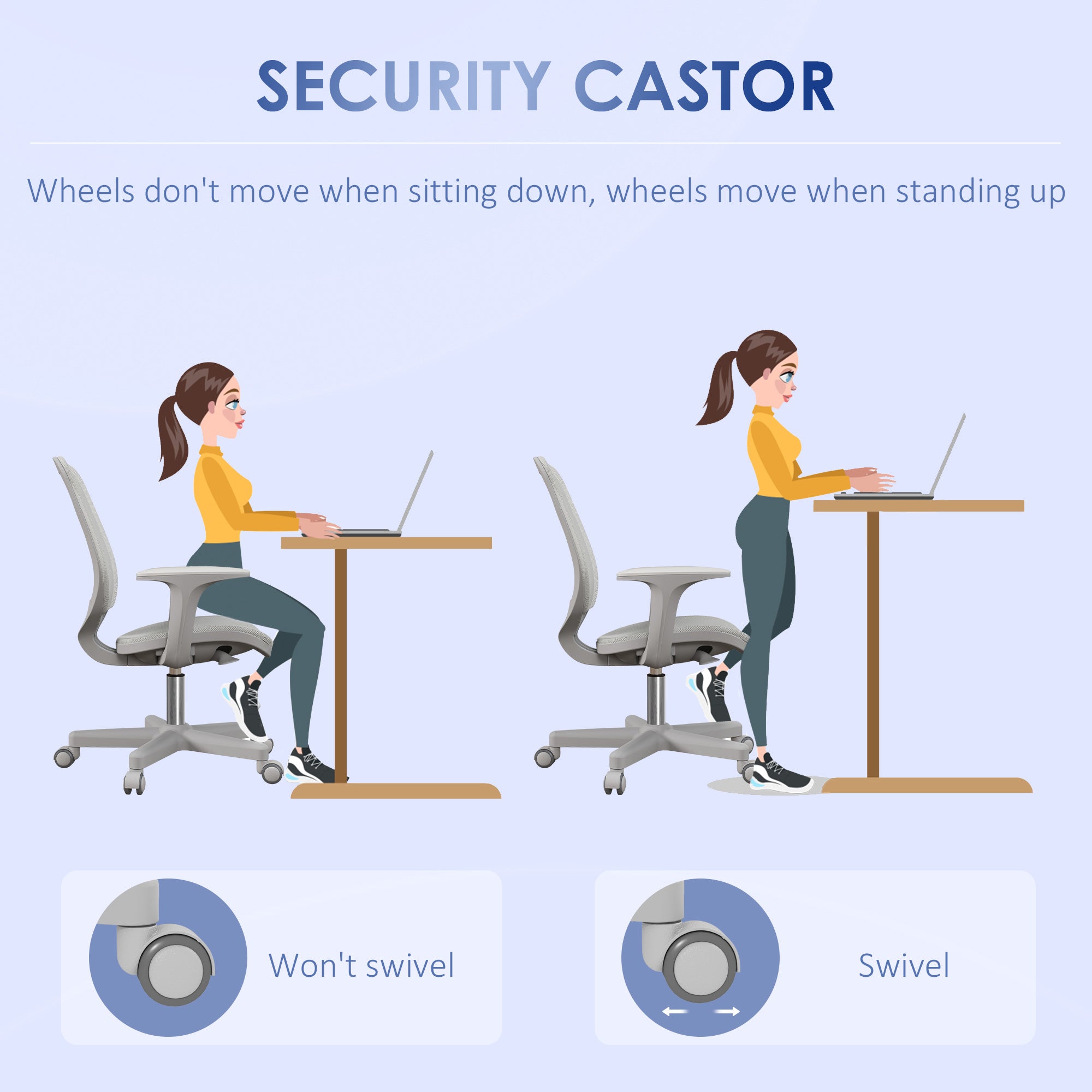 Vinsetto Robust Chair, Small Mesh Computer Desk Chair with Adjustable Height, Swivel Security Castors, Mid Back, for Robust - Grey