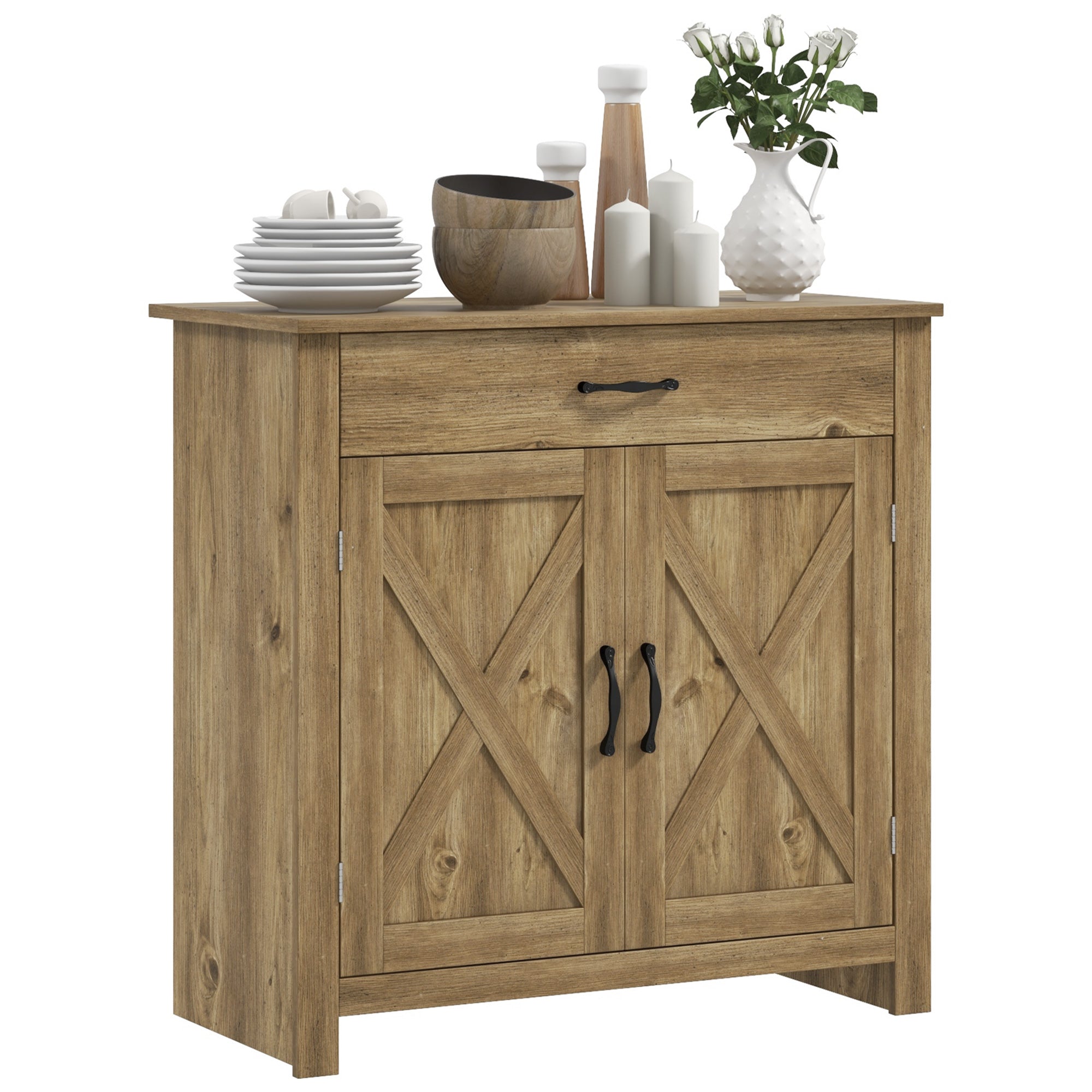 Farmhouse Barn Door Sideboard Buffet Accent Storage Cabinet Coffee Bar TV Table