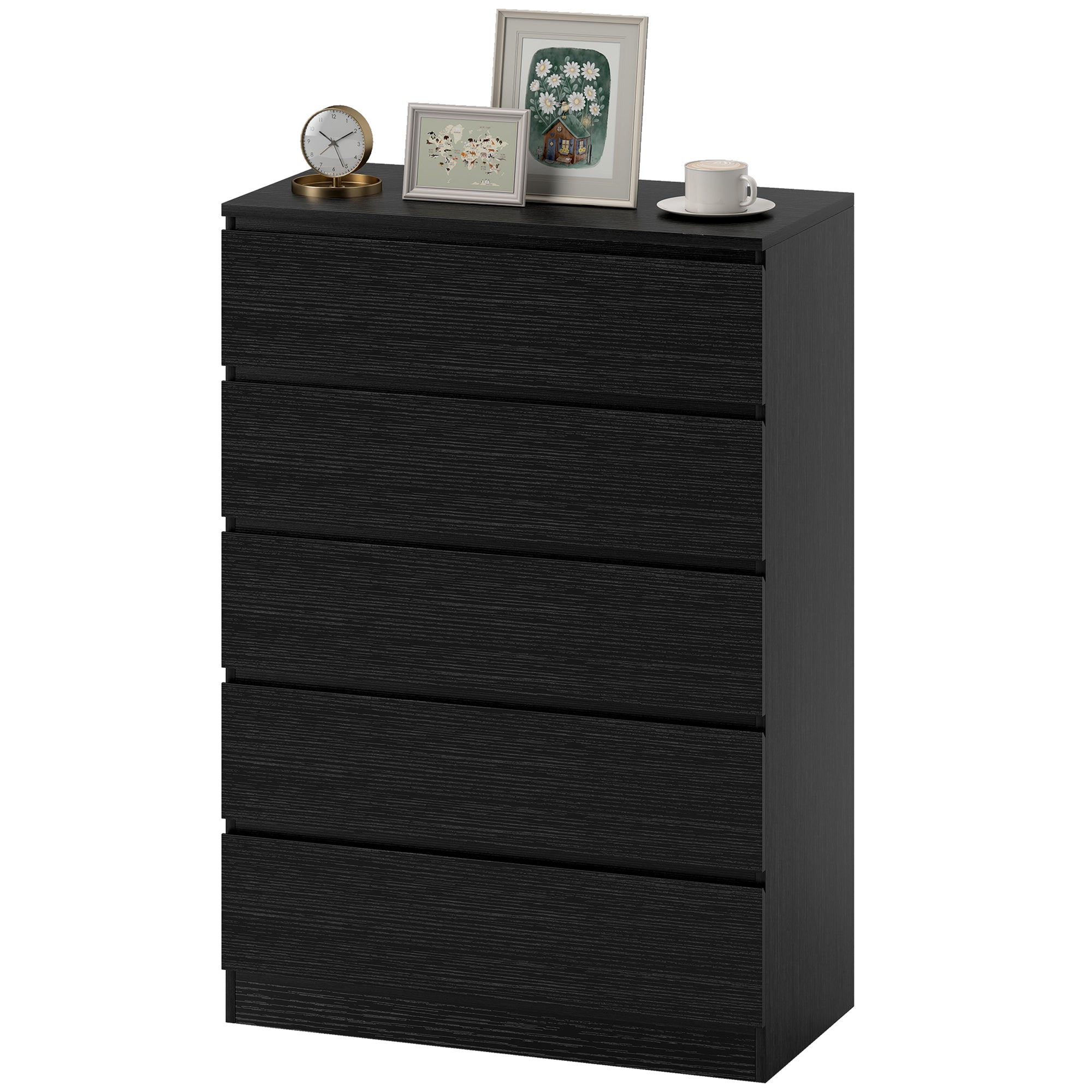 Chest of Drawers, 5 Drawer Dresser, Modern Storage Cabinet with 5 Drawers, for Bedroom, Living Room, Black