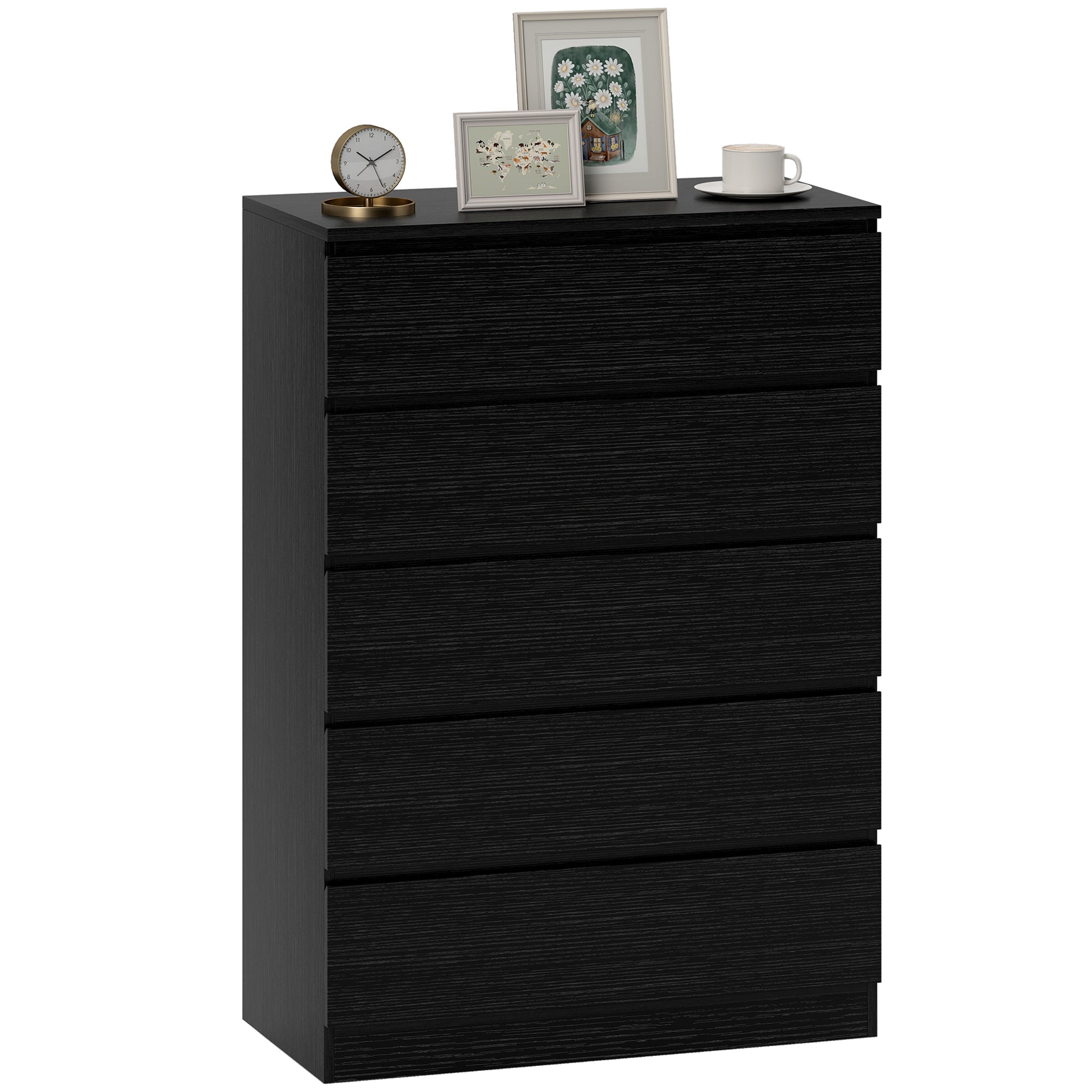 Chest of Drawers, 5 Drawer Dresser, Modern Storage Cabinet with 5 Drawers, for Bedroom, Living Room, Black