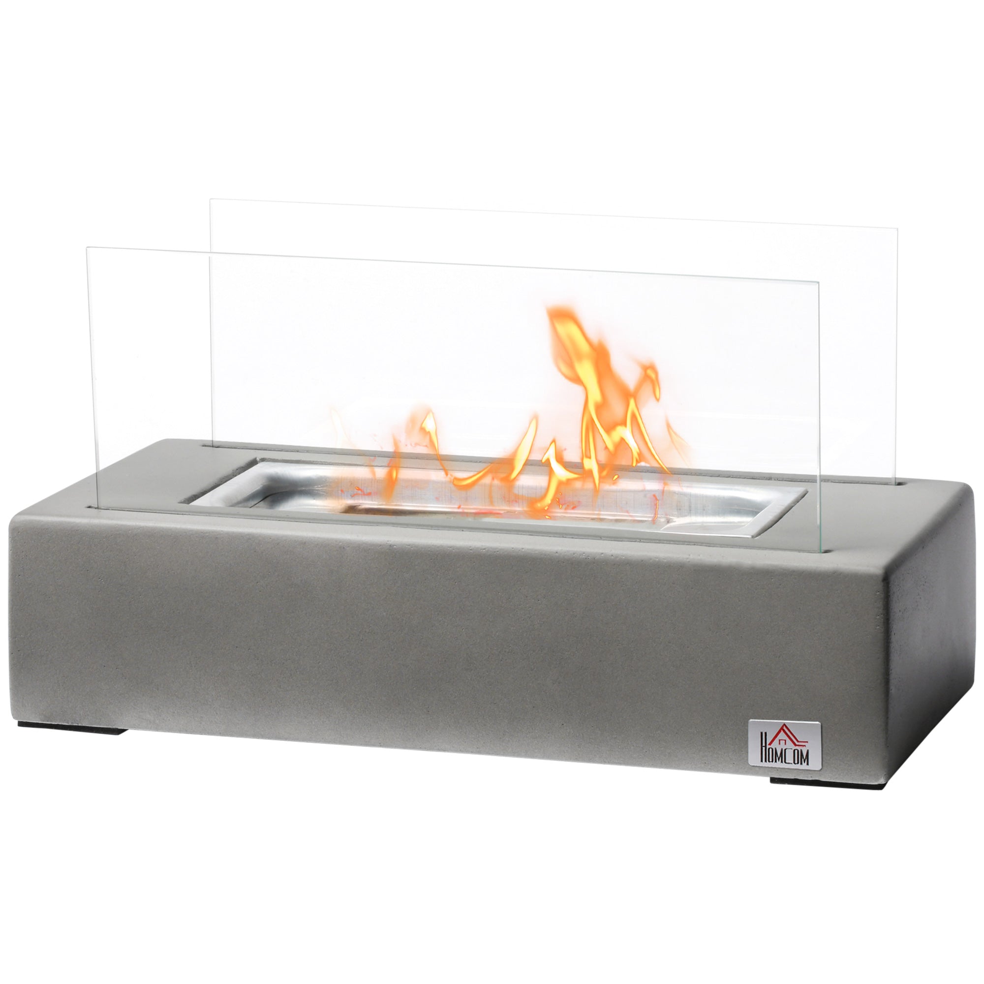 13" Concrete Alcohol Fireplace with Stainless Steel Lid for Indoor and Outdoor Light Grey