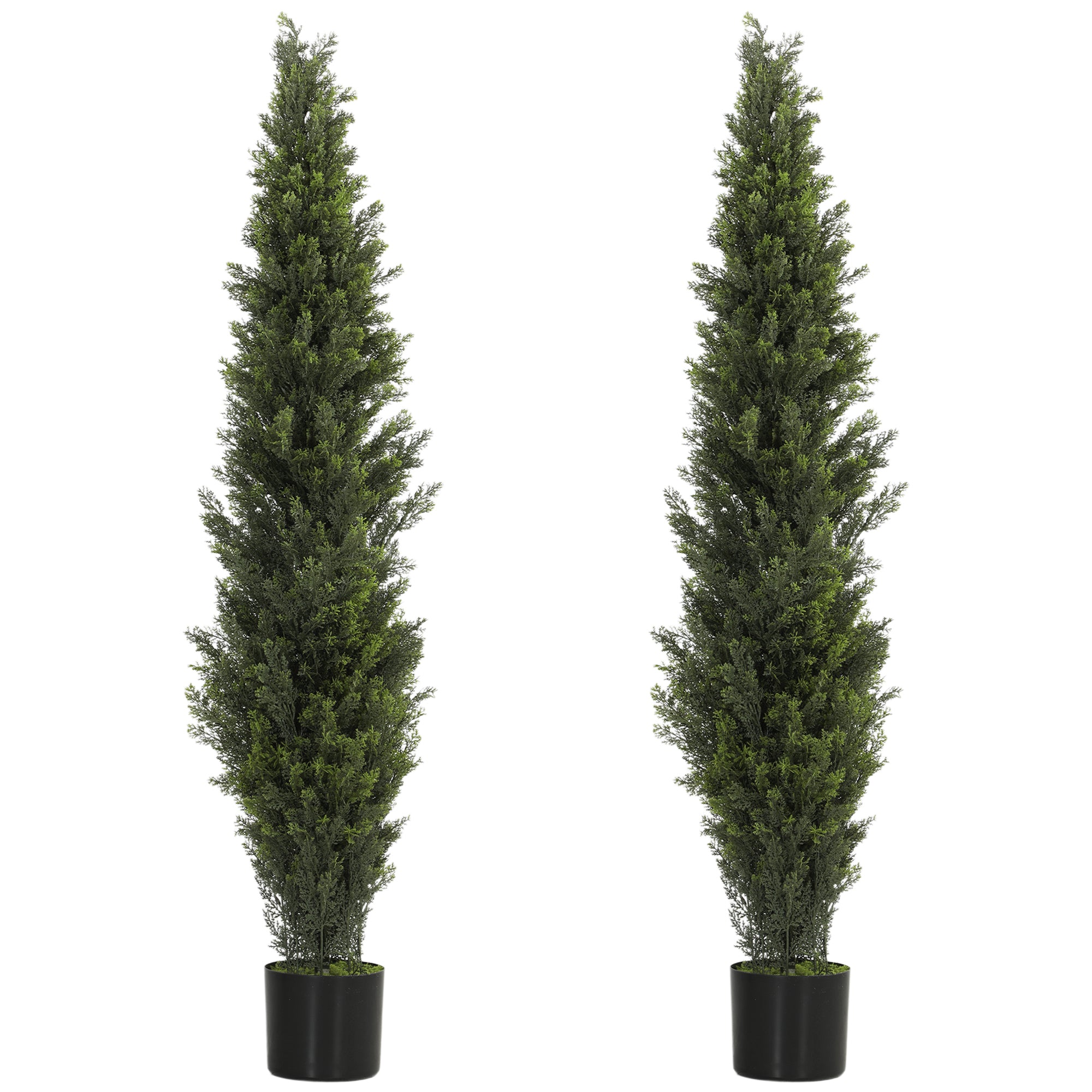 Set of 2 Decorative Artificial Plants Cypress in Weighted Pot, 150 cm Tall Fake Plant with 2035 Leaves for Home Indoor Outdoor Decor