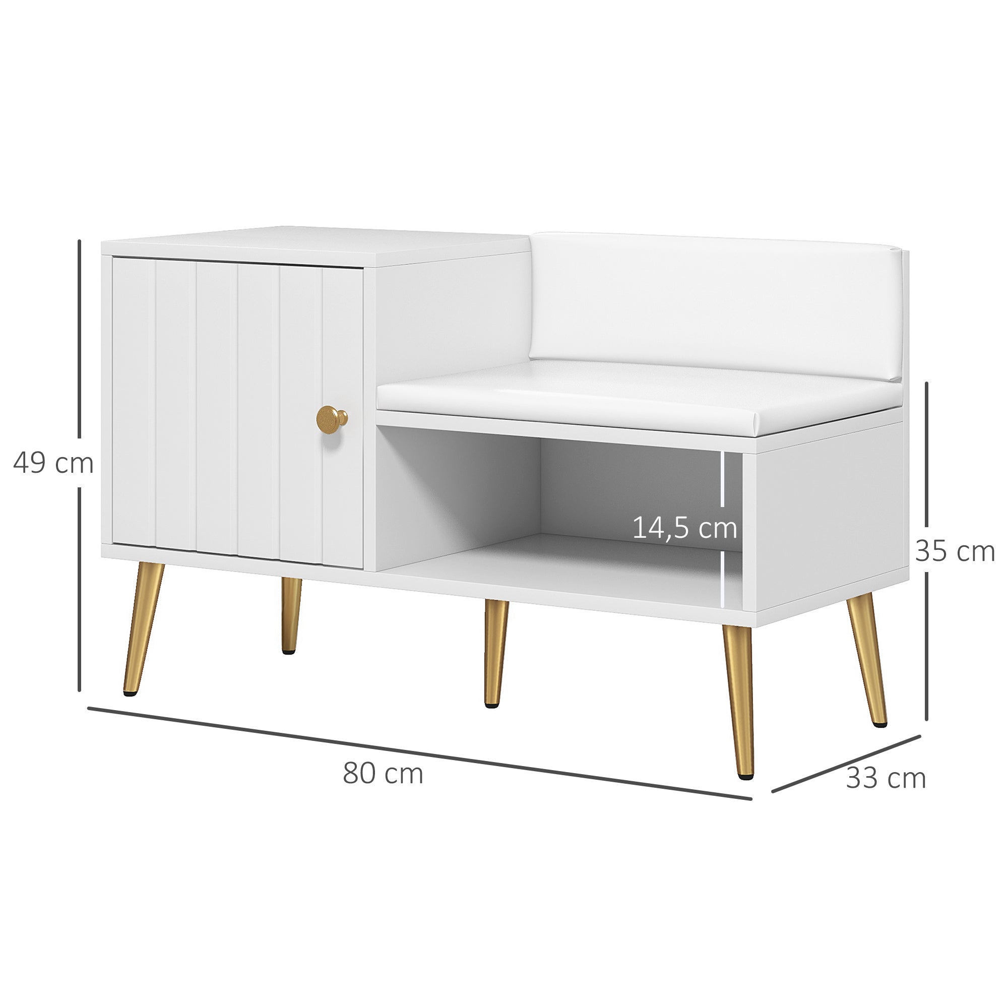 HOMCOM Shoe Bench with Storage, Shoe Cabinet with Seating Cushion, Open Compartment and Table Top for Entryway, Hallway, White