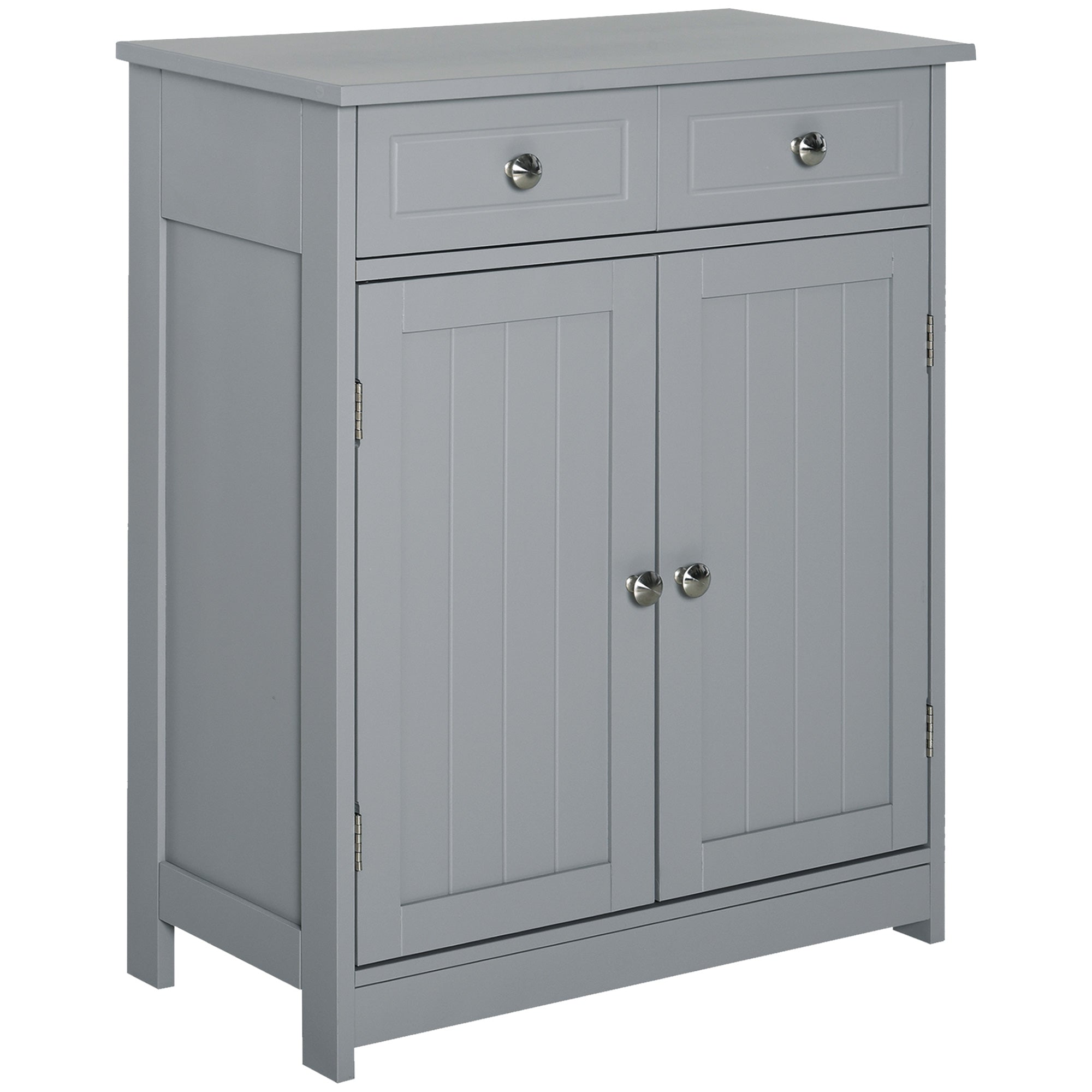 kleankin Bathroom Storage Cabinet, Floor Cabinet with 2 Doors, 2 Drawers, Adjustable Shelf for Washroom, Grey