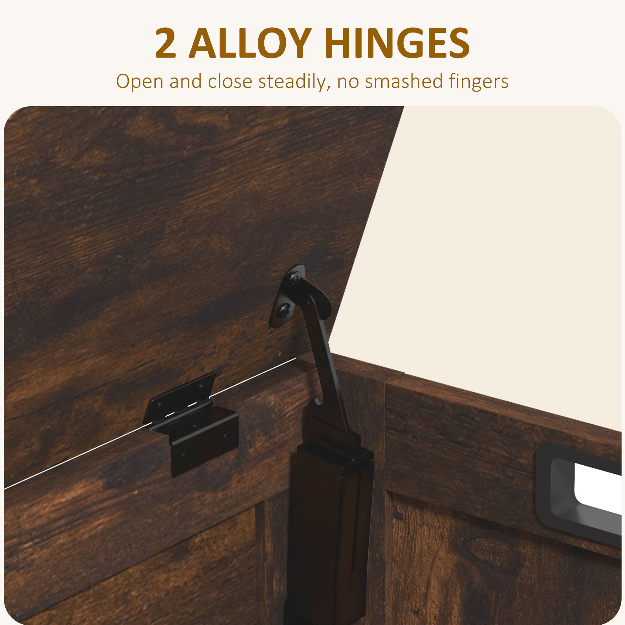 29.9" Storage Trunk w/ 2 Safety Hinges, Wooden Storage Bench w/ Side Handles, Storage Chest for Playroom, Rustic Brown