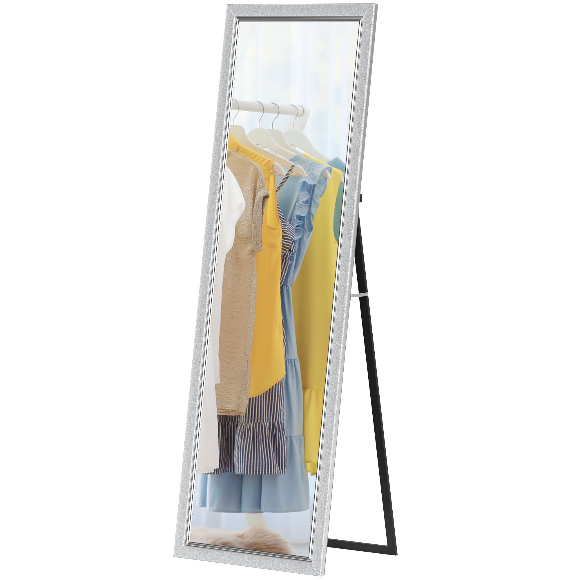 HOMCOM Full Length Mirror, 64" x 21" Full Body Mirror with Frame, Free Standing, Leaning or Wall Mirror for Living Room, Bedroom, Silver