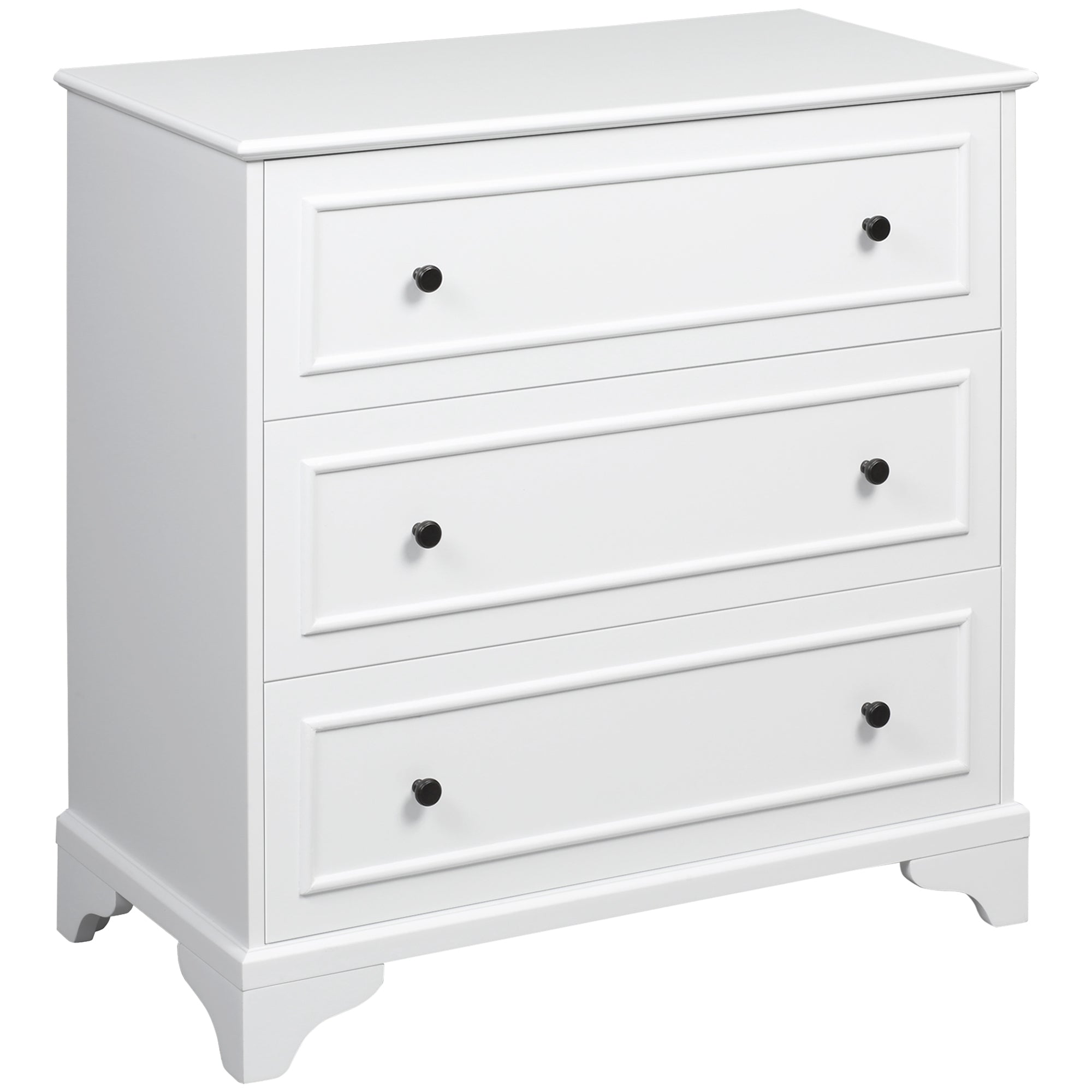 HOMCOM 3-Drawer Dresser Tower Storage Cabinet, Chest of Drawers for Bedroom, Hallway, Living Room and Bathroom, White