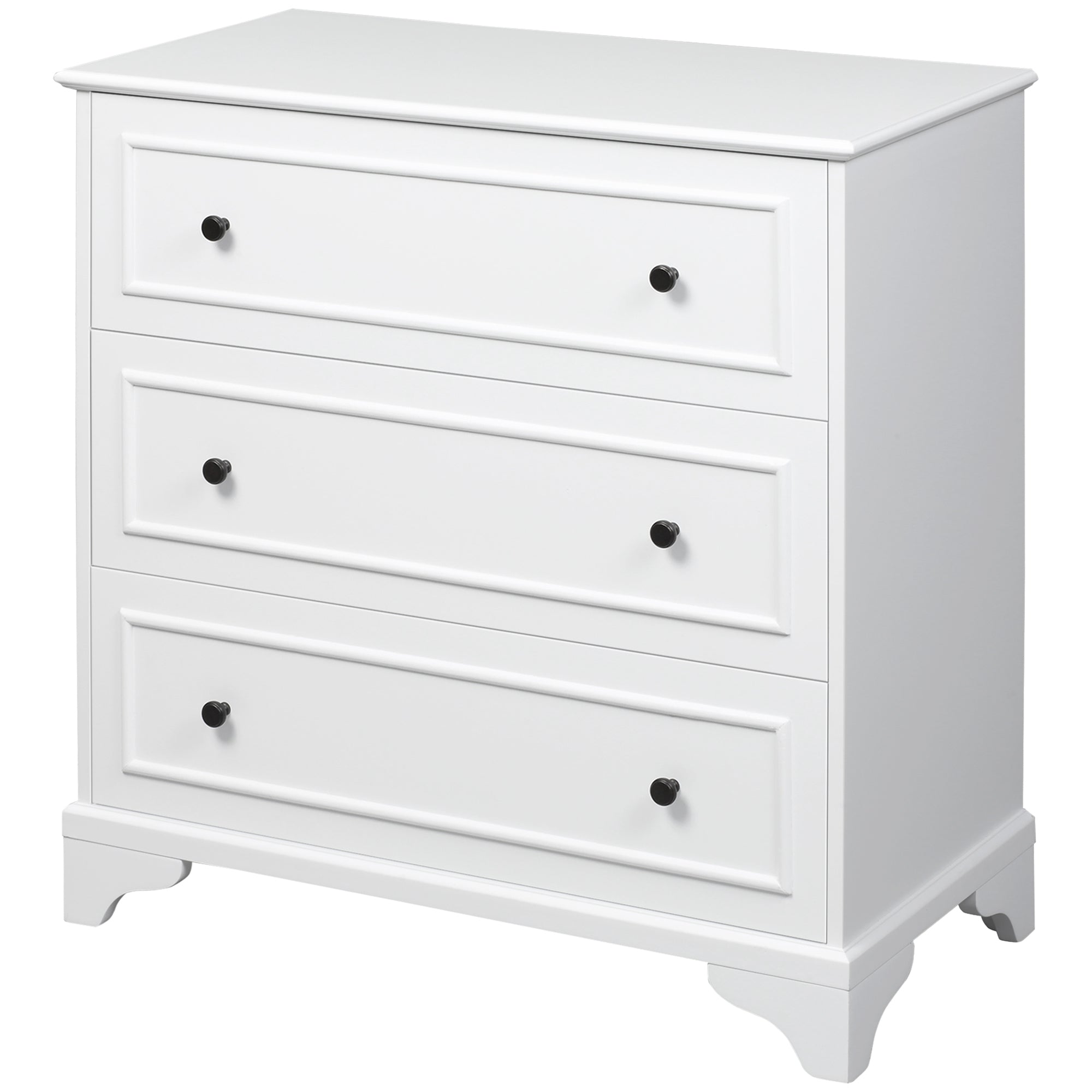 HOMCOM 3-Drawer Dresser Tower Storage Cabinet, Chest of Drawers for Bedroom, Hallway, Living Room and Bathroom, White