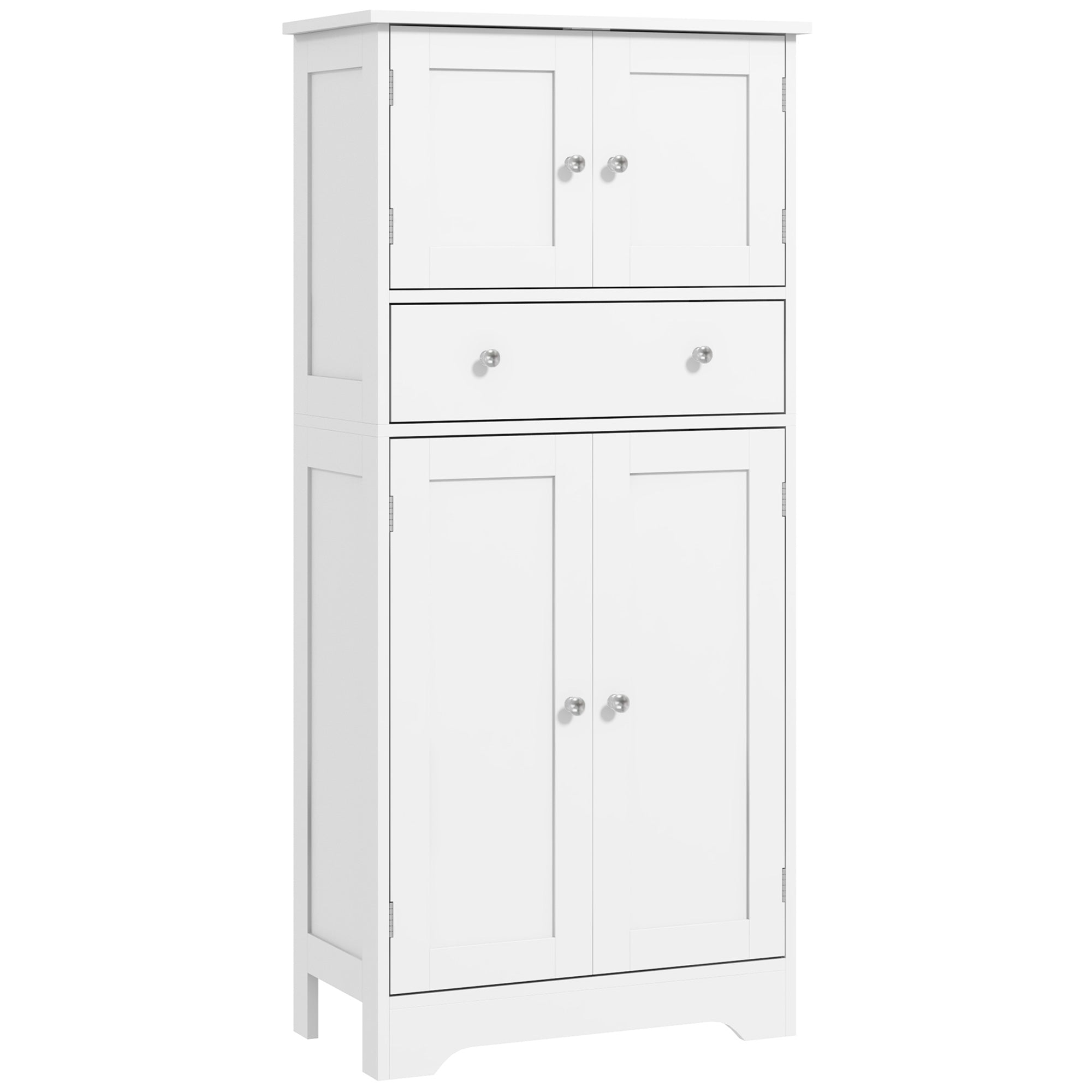 HOMCOM 50.5" Kitchen Pantry Cabinet, Modern Freestanding Storage Cabinet with Doors and Shelves, Kitchen Cabinet with Drawer and Adjustable Shelf, White