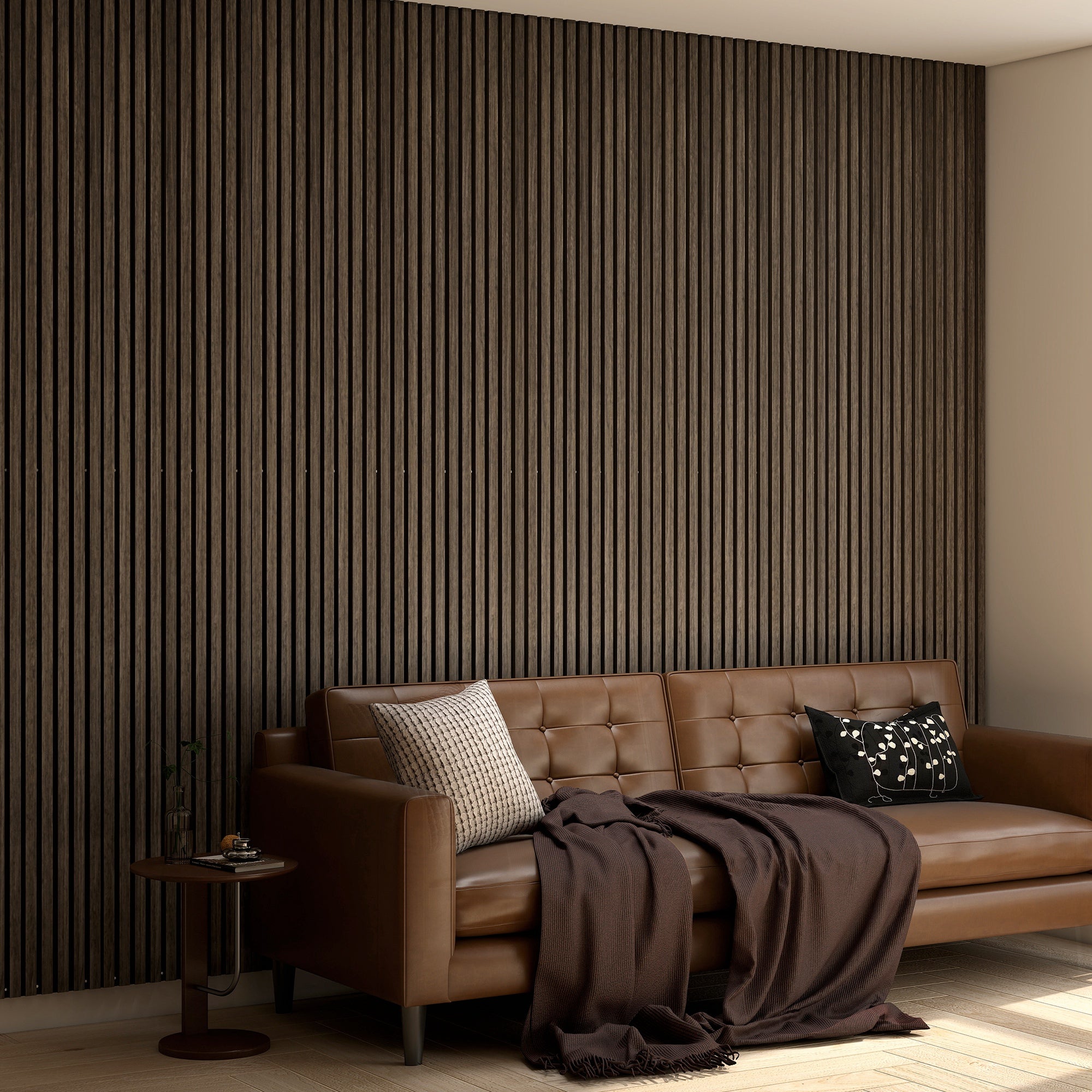 95 x 8 Inches 3D Faux Wood Wall Panels, 4 Pack Acoustic Panels, Sound Absorbing and Proof Slat Wall For Interior Wall Decor, Home, Office, Studio, Walnut