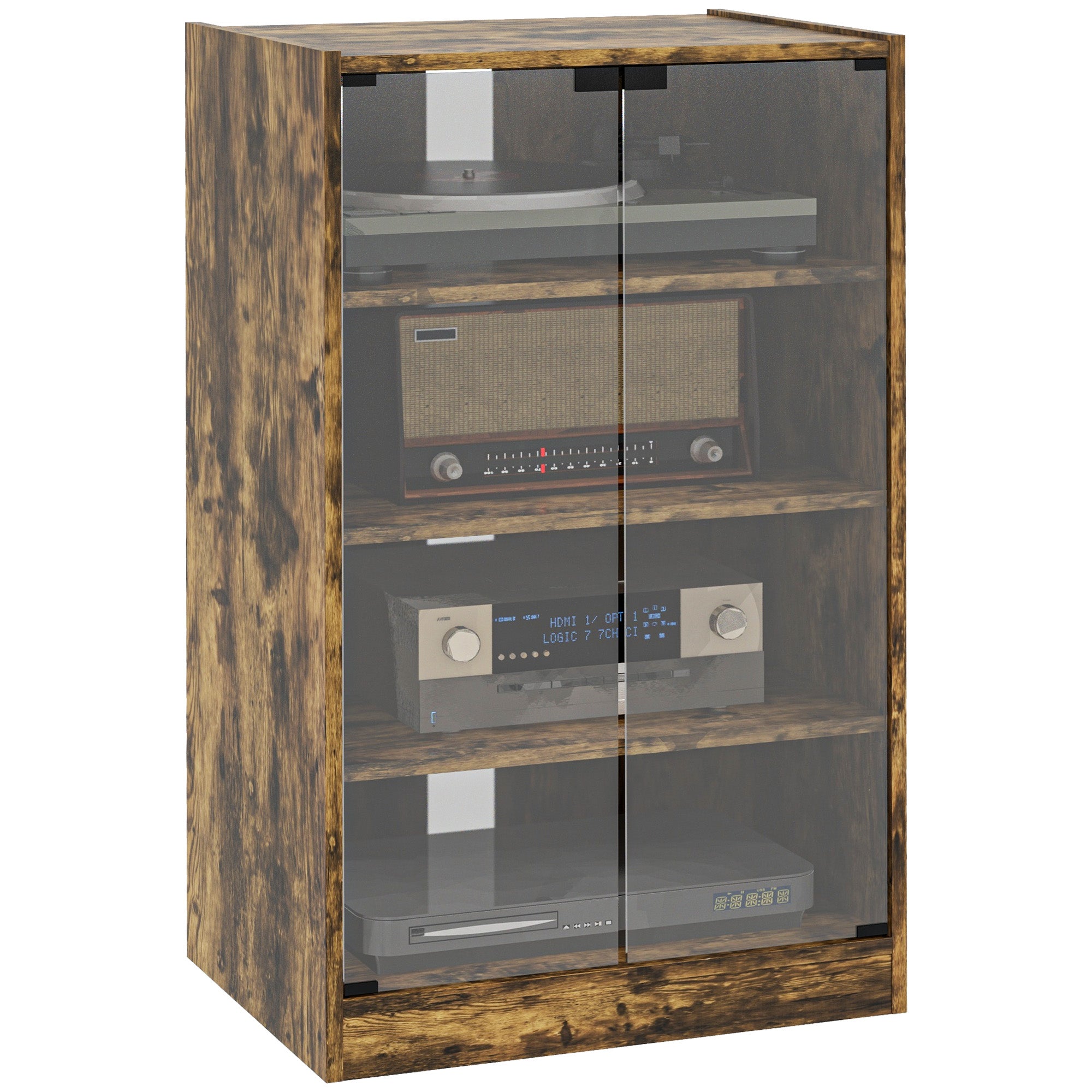 4-Tier Media Cabinet Stand w/ Adjustable Shelves