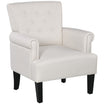 HOMCOM Fabric Accent Chair, Tufted Armchair, Modern Living Room Chair with Wood Legs, Rolled Arms, Thick Padding for Bedroom, Cream White